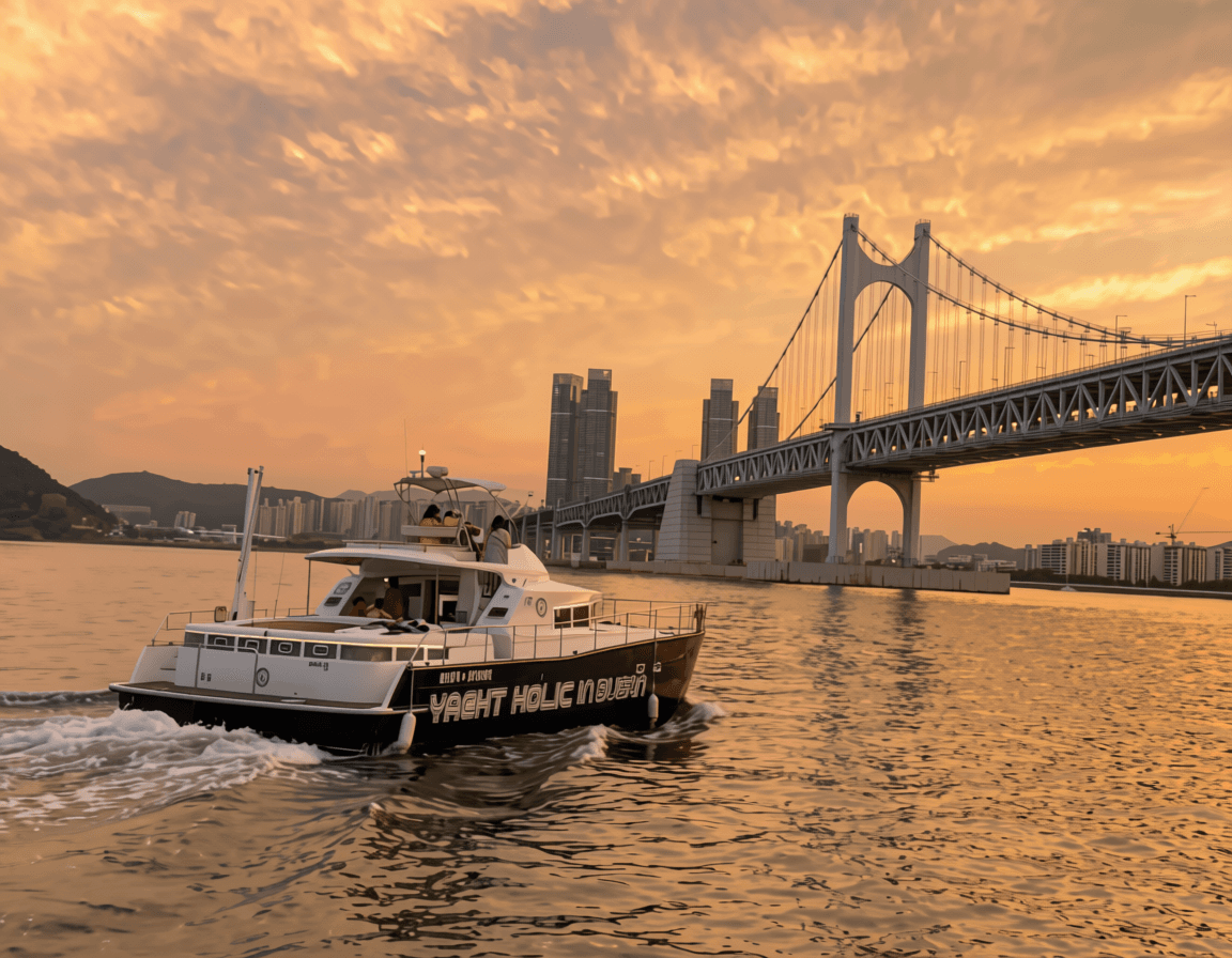 Private yacht sundowner with fireworks over Busan harbour - the signature farewell